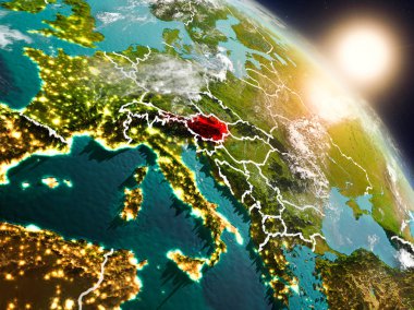 Avusturya gündoğumu sırasında uzaydan