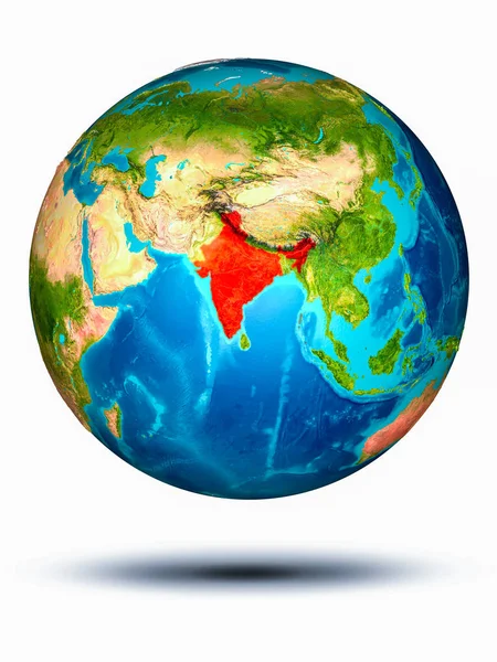 Індія на землі з білим тлом — стокове фото