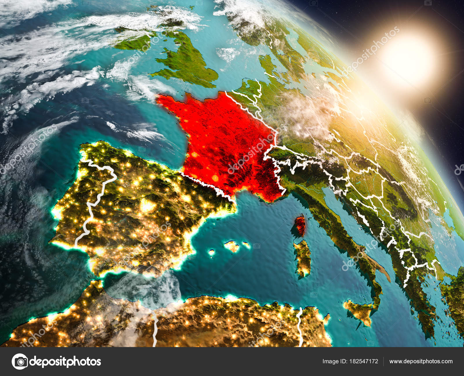 France De Lespace Au Cours Du Lever Du Soleil