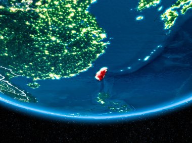 Planet Earth gece uzaydan Tayvan