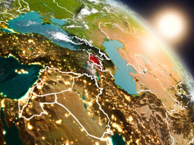 Ermenistan gündoğumu sırasında uzaydan