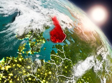 Finlandiya gündoğumu sırasında uzaydan