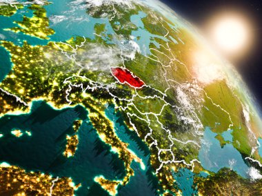 Çek Cumhuriyeti gündoğumu sırasında uzaydan