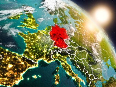 Almanya gündoğumu sırasında uzaydan