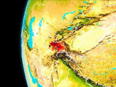 Tacikistan Haritası kırmızı