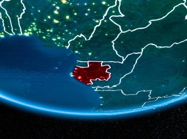 Planet Earth gece uzaydan Gabon