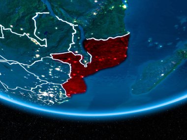 Planet Earth gece uzaydan Mozambik