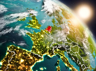 Hollanda gündoğumu sırasında uzaydan