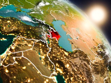 Azerbaycan gündoğumu sırasında uzaydan