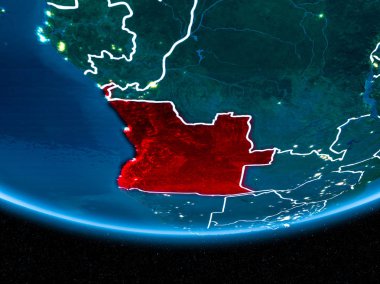 Planet Earth gece uzaydan Angola