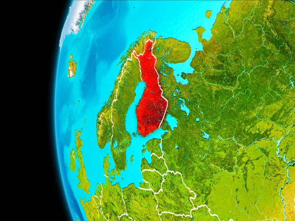 Mapa Finlandii w kolorze czerwonym — Zdjęcie stockowe