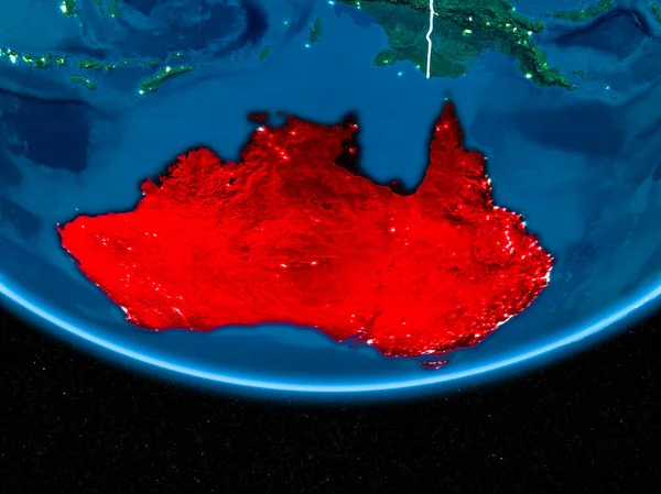Avustralya gece uzaydan Dünya gezegeni üzerinde — Stok fotoğraf