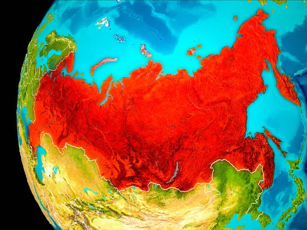 Karta över Ryssland i rött — Stockfoto