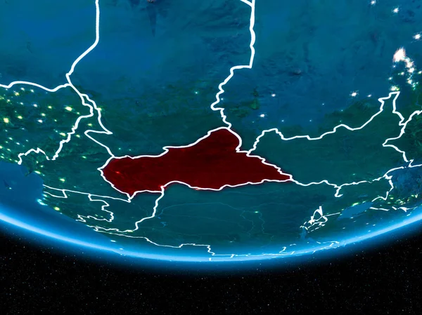 Центральная Африка на планете Земля из космоса ночью — стоковое фото