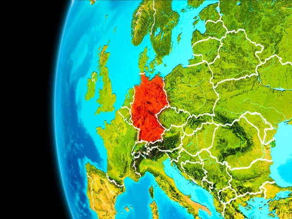 Mapa Německa v červené barvě — Stock fotografie