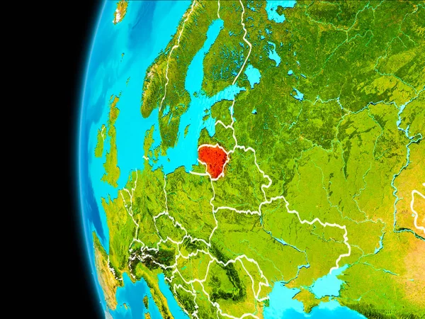 Kaart van Litouwen in het rood — Stockfoto