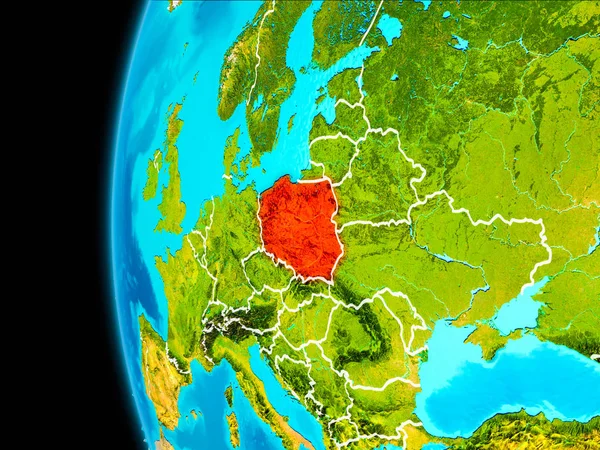 Mappa della Polonia in rosso — Foto Stock