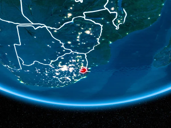 Swaziland on planet Earth from space at night
