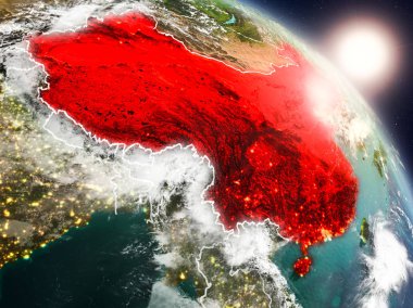 Çin'den alan gündoğumu sırasında