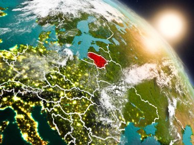 Litvanya gündoğumu sırasında uzaydan