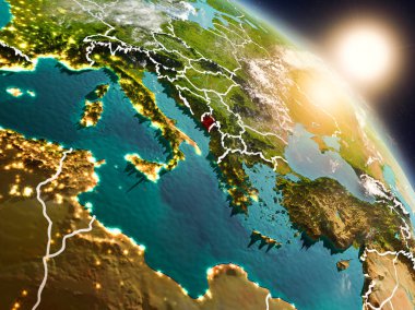 Karadağ gündoğumu sırasında uzaydan