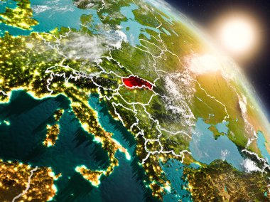 Slovakya gündoğumu sırasında uzaydan