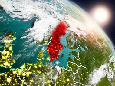 İsveç gündoğumu sırasında uzaydan