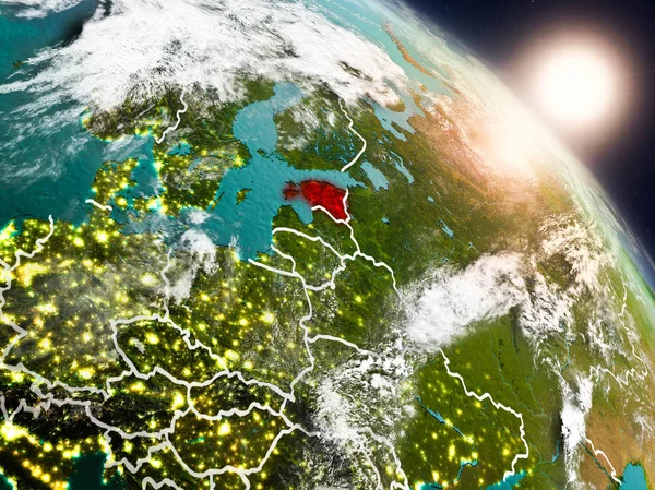 Estonia desde el espacio durante el amanecer —  Fotos de Stock