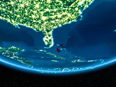 Planet Earth gece uzaydan Bahamalar