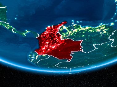 Planet Earth gece uzaydan Kolombiya