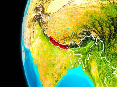 Nepal Haritası kırmızı