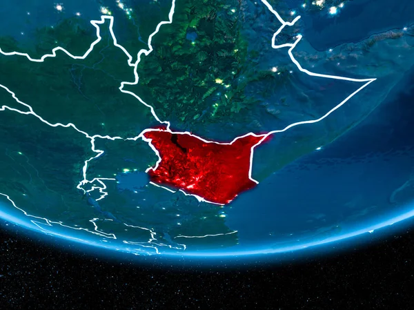 Kenya on planet Earth from space at night