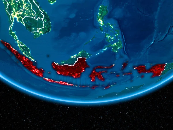 Indonesia on planet Earth from space at night