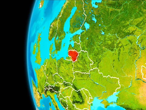 Map of Lithuania in red — Stock Photo, Image