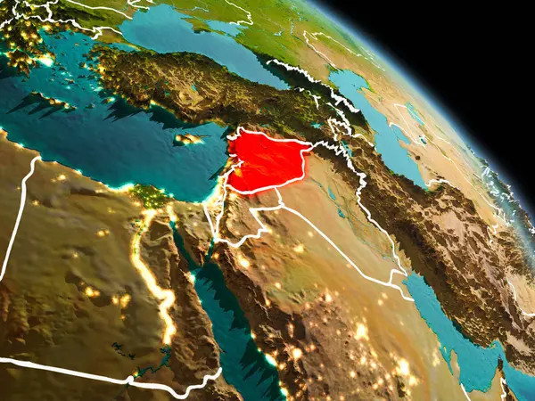 Sabah yörüngeden Suriye'de — Stok fotoğraf