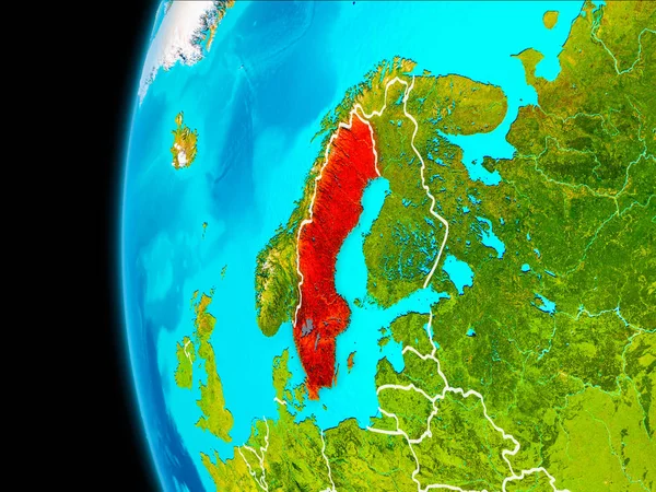 Mapa Szwecji w kolorze czerwonym — Zdjęcie stockowe