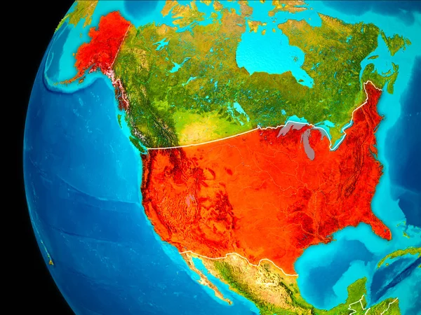 Mapa Usa na czerwono — Zdjęcie stockowe