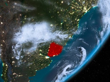 Uruguay yörünge görünümü geceleri