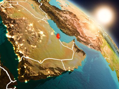 Katar gündoğumu sırasında uzaydan