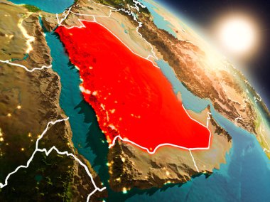 Suudi Arabistan gündoğumu sırasında uzaydan