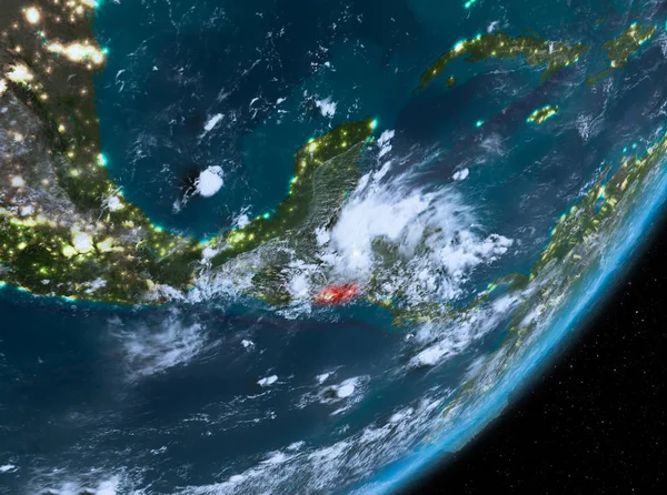 Орбіта подання Сальвадору вночі — стокове фото