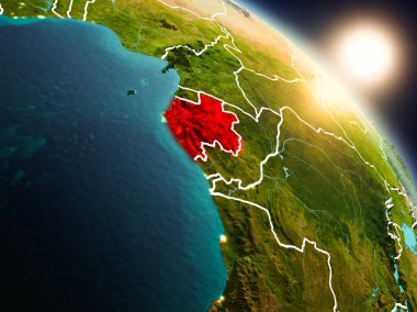 Gabon gündoğumu sırasında uzaydan
