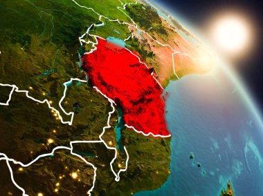 Tanzanya gündoğumu sırasında uzaydan