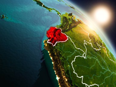 Ekvador gündoğumu sırasında uzaydan