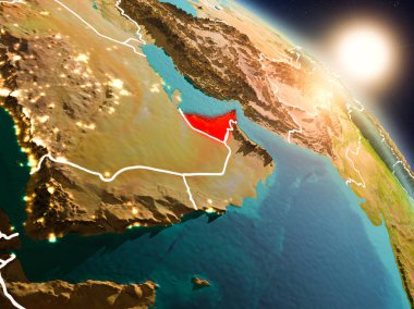 Birleşik Arap Emirlikleri gündoğumu sırasında uzaydan