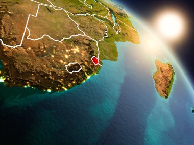 Svaziland gündoğumu sırasında uzaydan