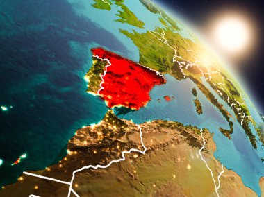 İspanya gündoğumu sırasında uzaydan