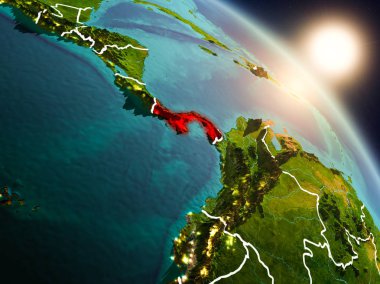 Panama gündoğumu sırasında uzaydan