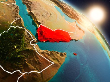 Yemen gündoğumu sırasında uzaydan
