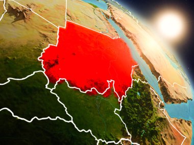Sudan gündoğumu sırasında uzaydan